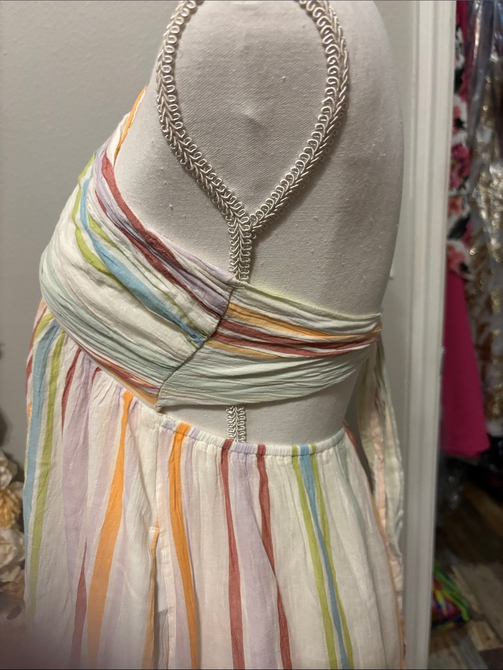 Striped Tiered Maxi Skirt in Pastel Multi - Picture 5 of 7
